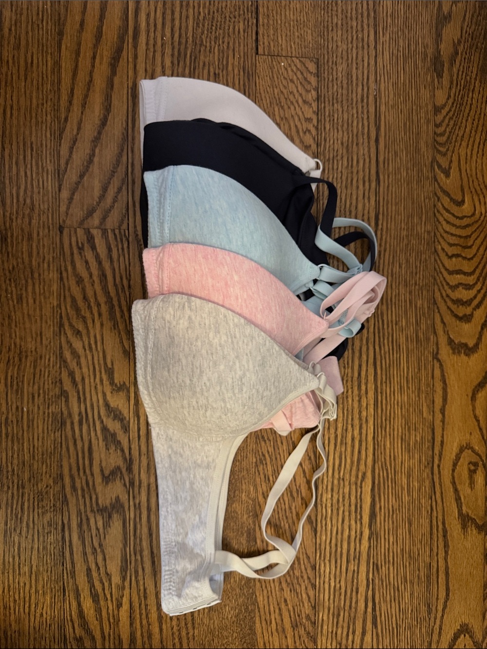 Amazon Cotton 5 Push-up Bra’s - Pink, Light Blue, Gray